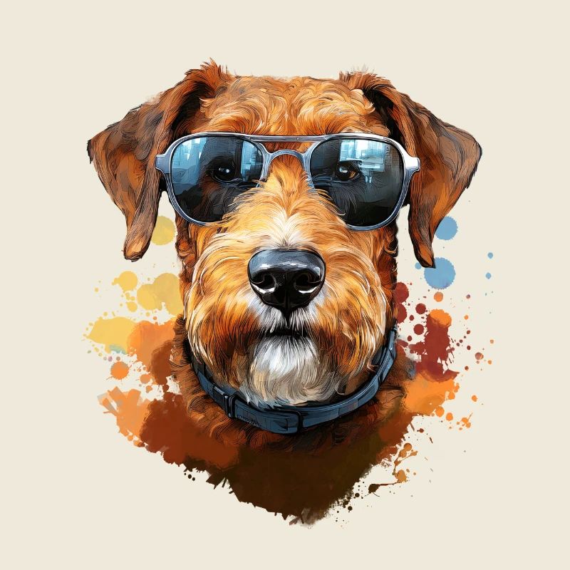 Airedale Terrier mit Sonenbrille