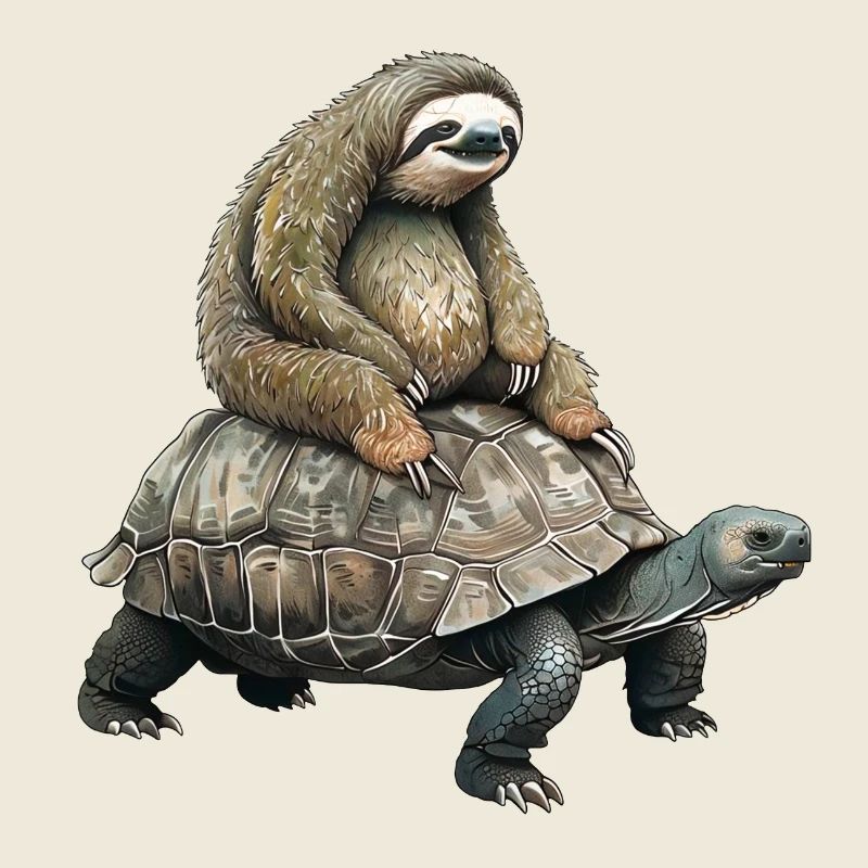 Sloth on turtle