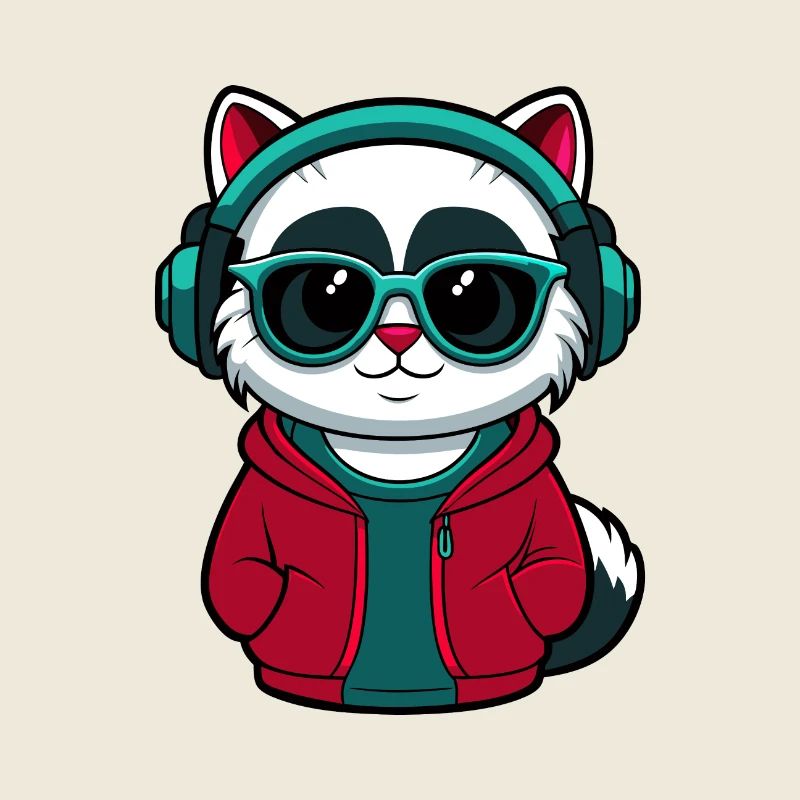 Coole Katze mit Kapuzenpullover und Brille Design