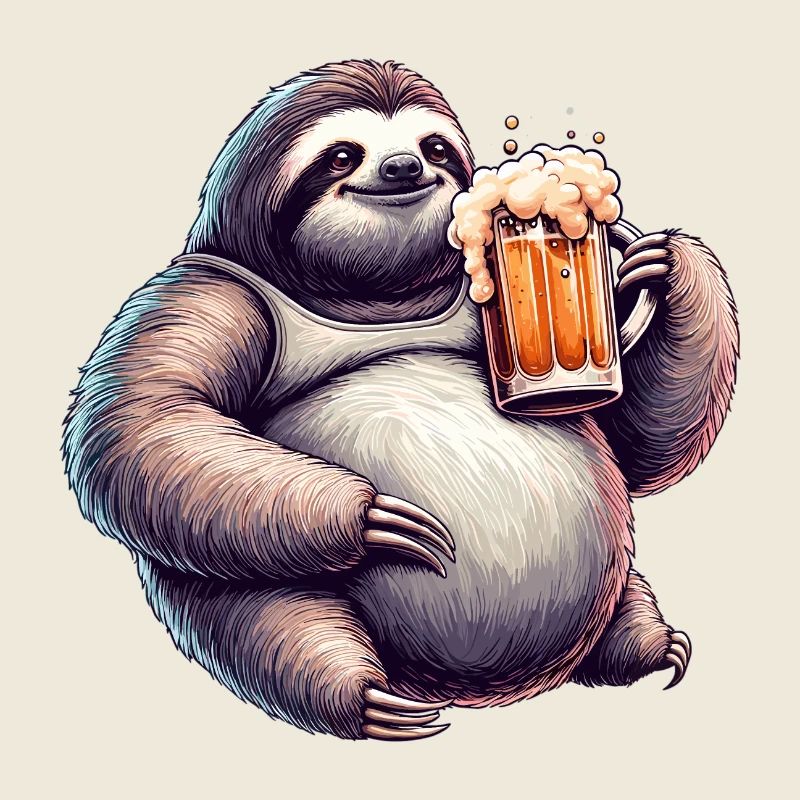 Dad Bod Bierbauch Bier Faultier Geschenk