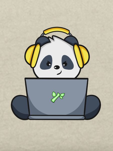 Gaming Panda mit gelbem Headset