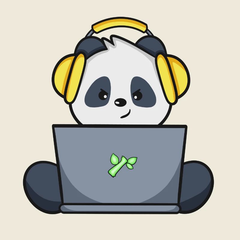 Gaming Panda mit gelbem Headset