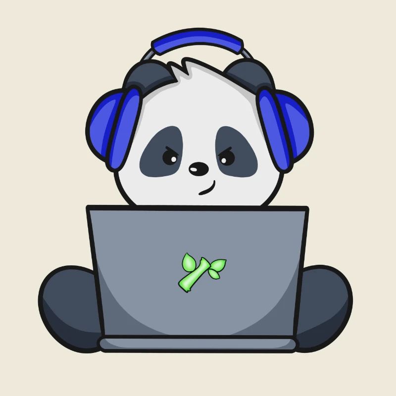 Gaming Panda avec casque bleu