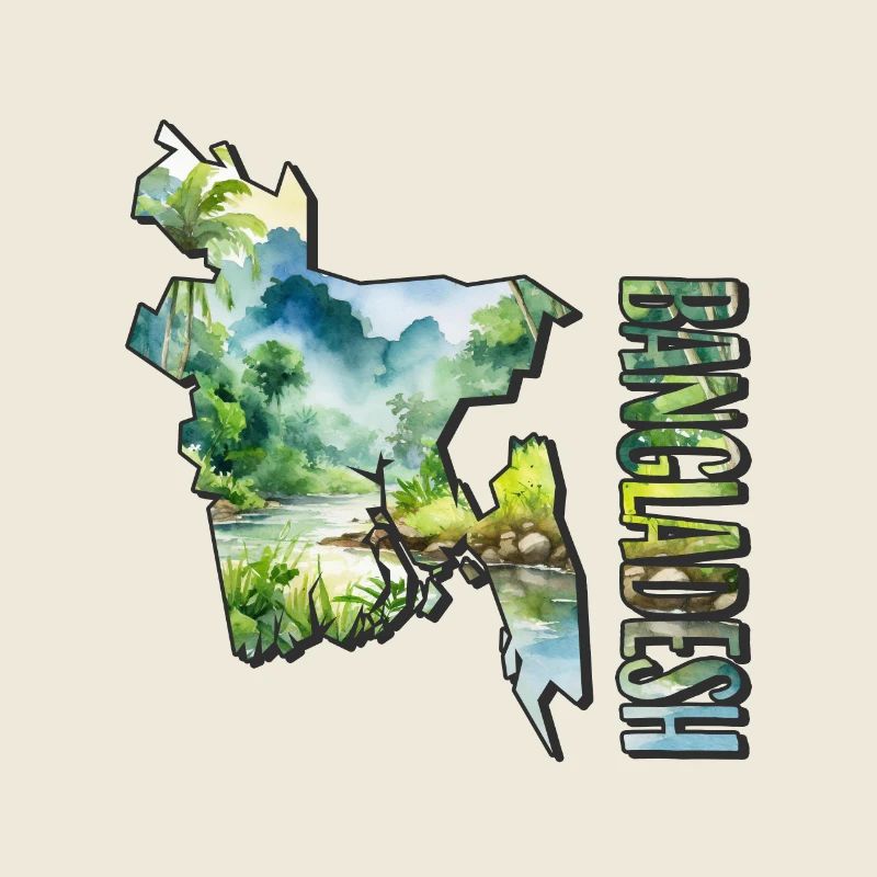 Watercolor Map Bangladesh