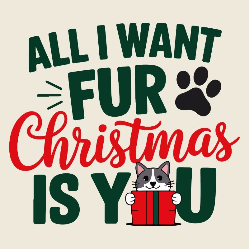 Citation de Noël festive en fourrure de chat