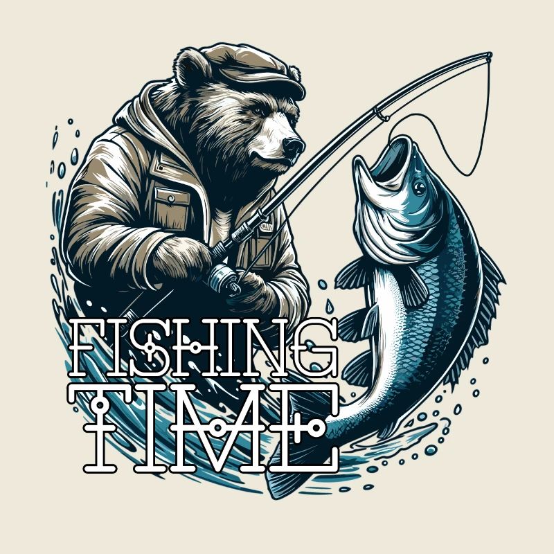Temps de pêche ours pêche pêcheur poisson cadeau