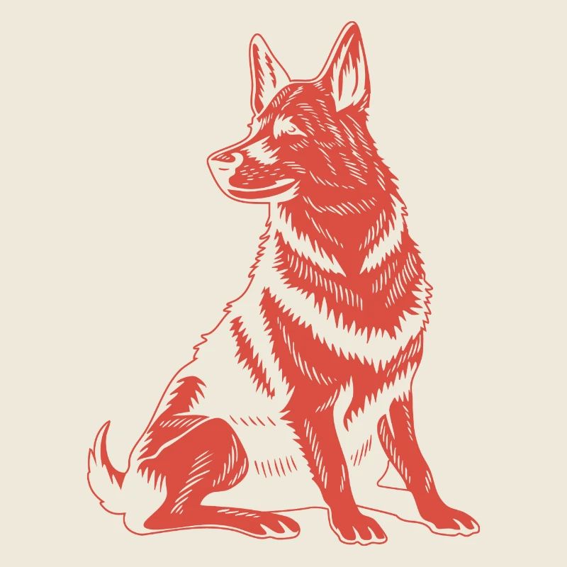 Treuer Schäferhund – Klassische Hundegrafik