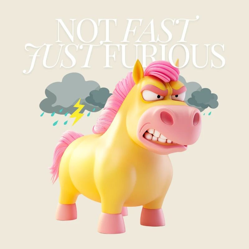 Pas rapide, juste furieuse – Licorne en colère