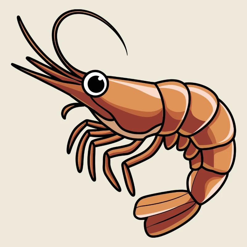 Bold Orange Shrimp Cartoon for Apparel