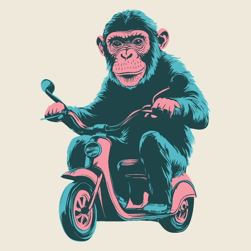 Cooler Affe auf einem Retro-Scooter