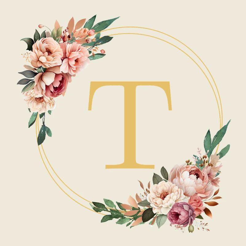 T Monogram, Couronne de fleurs, Personnalisable