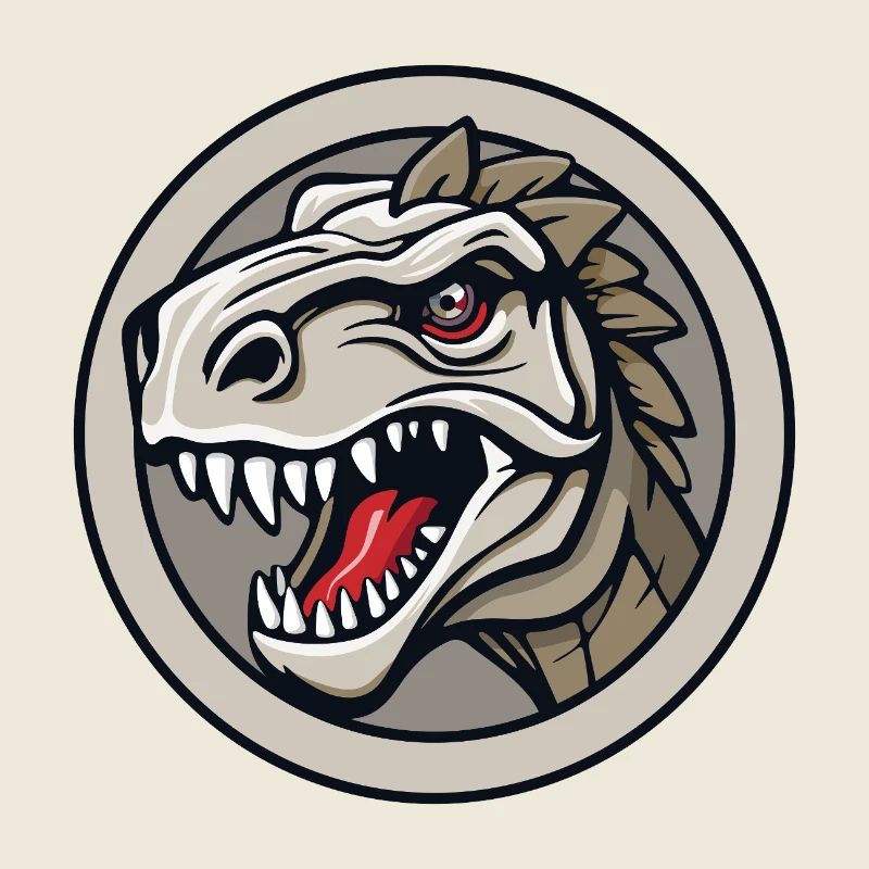 The head of a -looking dinosaur.