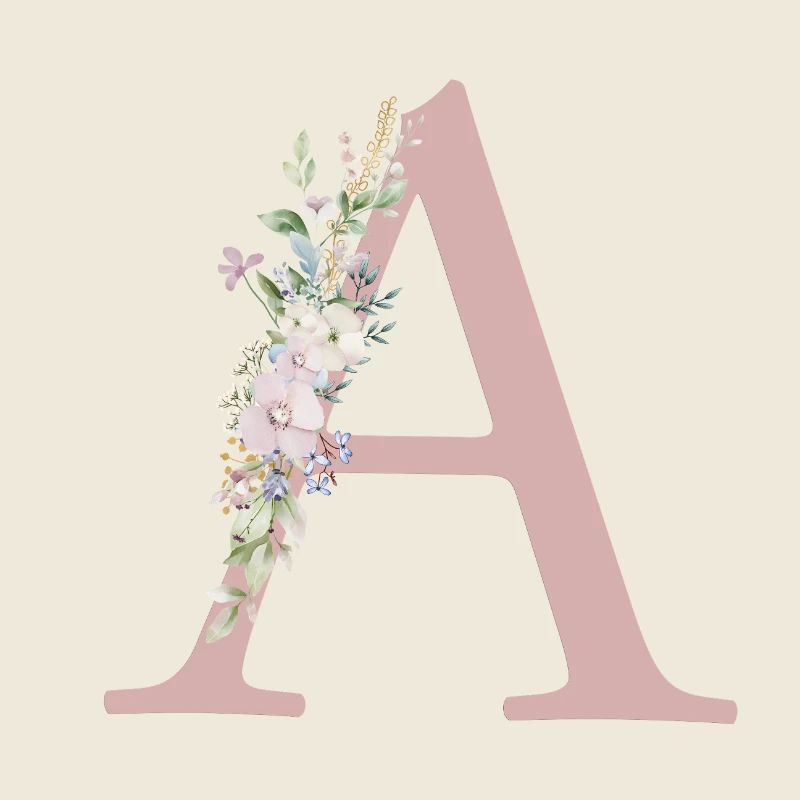 A Monogramm, Floral, personalisierbar