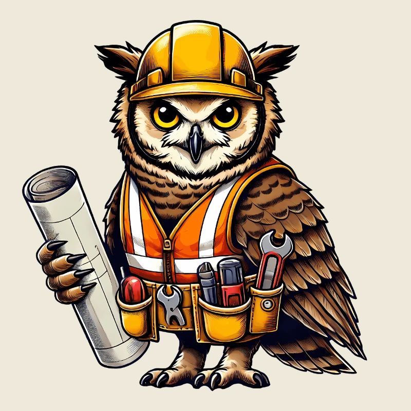 Bauarbeiter-Eule – Clever & Handwerklich!