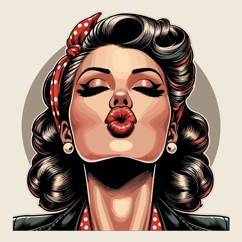 Rockabilly Lèvres embrassables Lèvres rouges Cadeau rétro