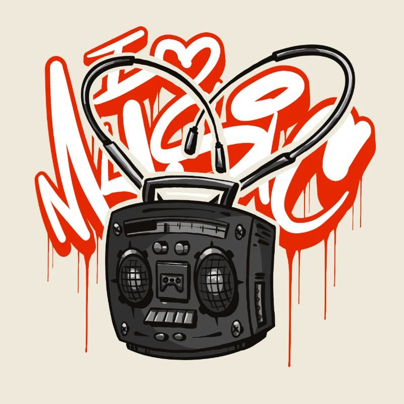 I love Music Ghettoblaster Boombox