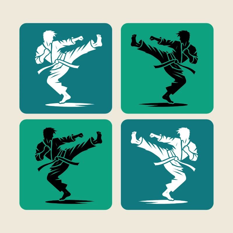 Silhouette de karaté – Style rétro