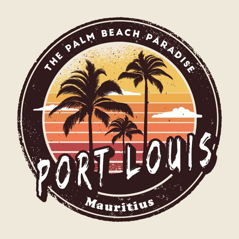 Port Louis Mauritius Palm Trees Retro Design
