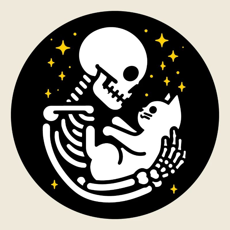 Skeleton with cat