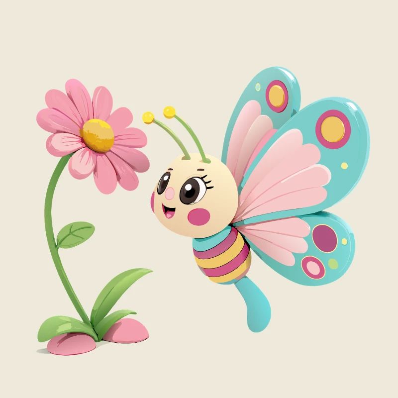 Fröhlicher Schmetterling vor einer Blume