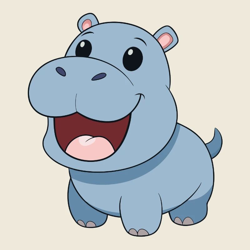 Bébé hippopotame joyeux et souriant