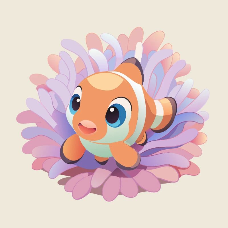 Poisson-clown bébé dans son anémone