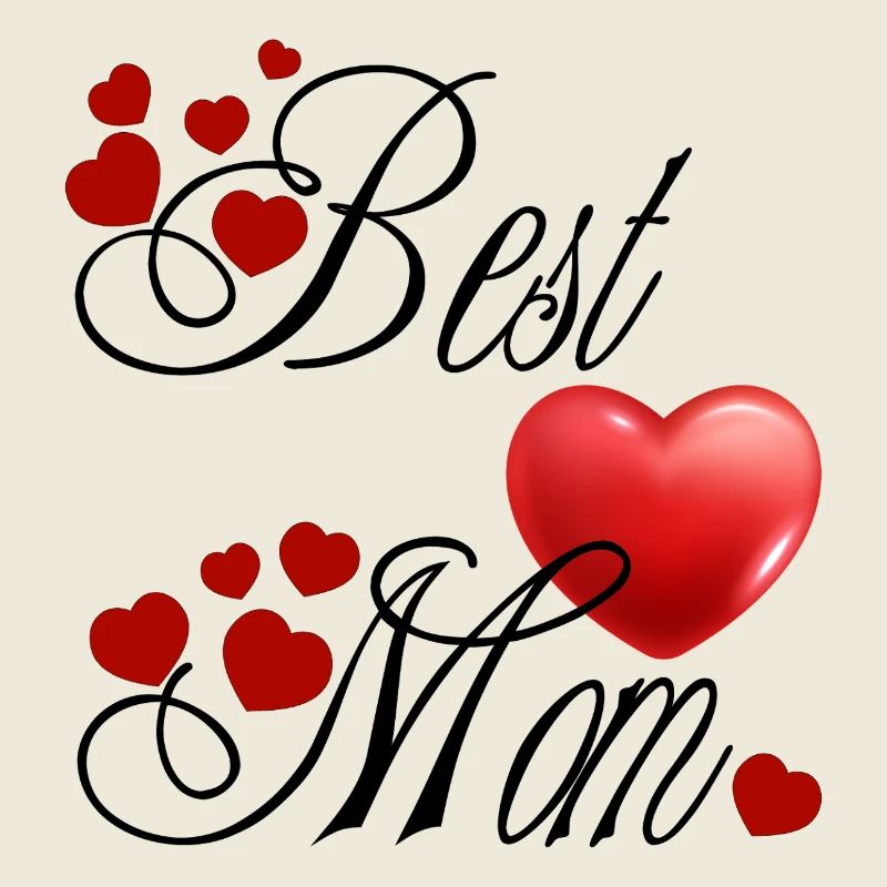Beste Mama, Kalligraphie mit roten Herzen