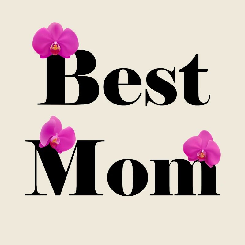 Best Mom, noir avec orchidées fuchsia
