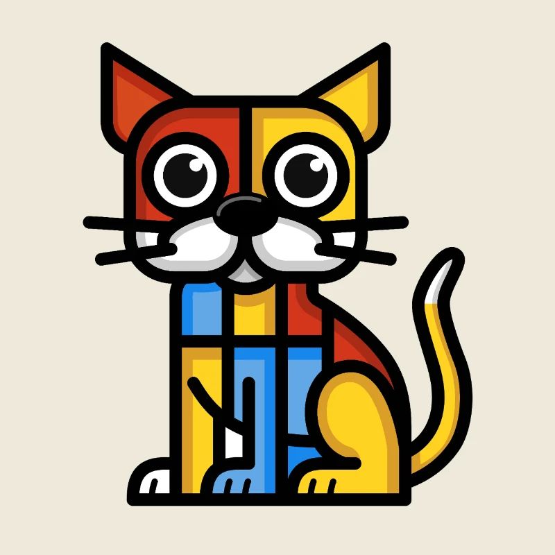 Buntes Bild eines kubistischen Hundes