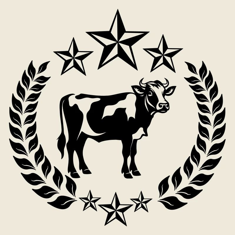 Vache en couronne de laurier avec étoiles
