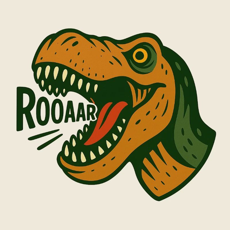 T-Rex Kopf mit lautem Gebrüll