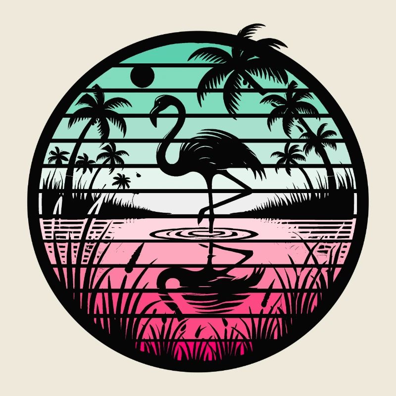 Retro Flamingo Sunset