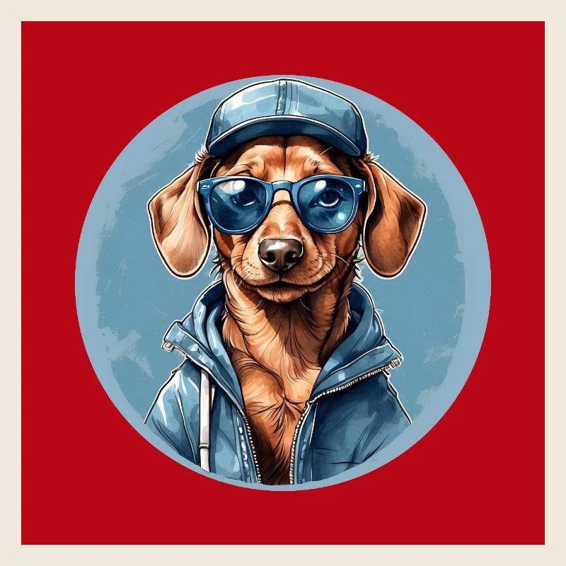 Teckel Teckel avec lunettes de soleil et sweat à capuche