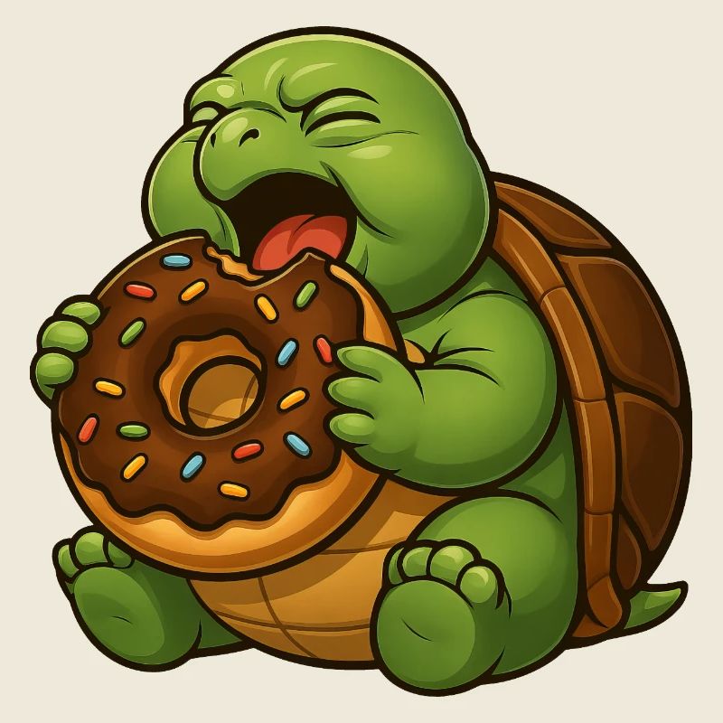 Tortue mignonne avec dessert de collation de beignet