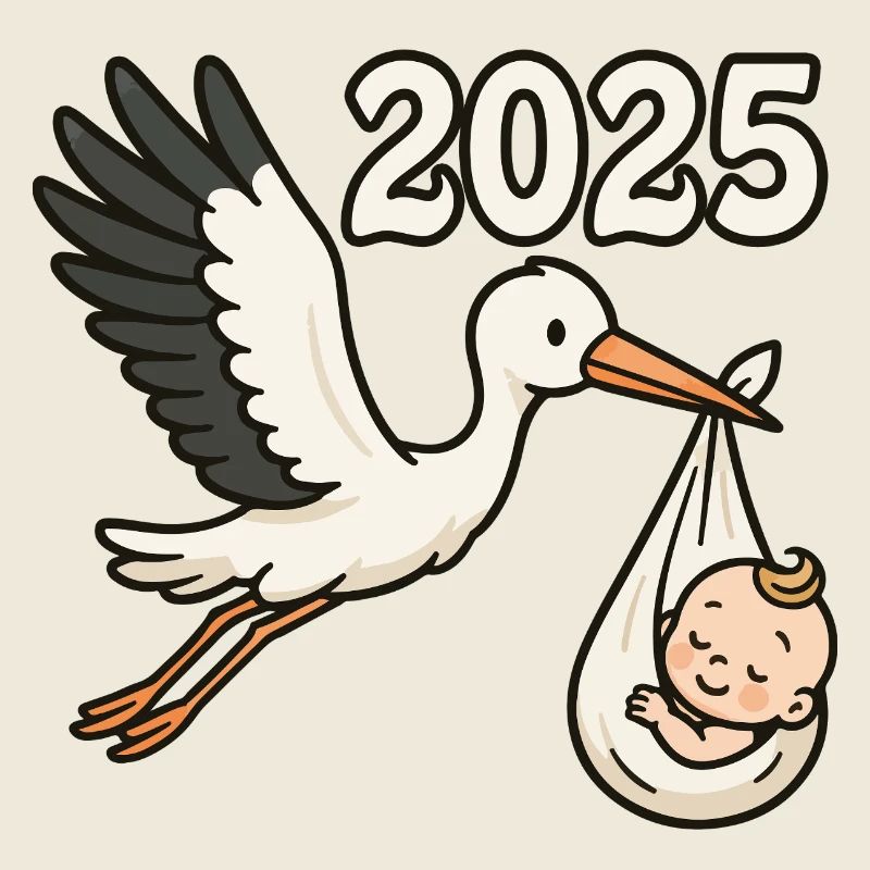 Cigogne avec enfant trouvé dans son bec 2025
