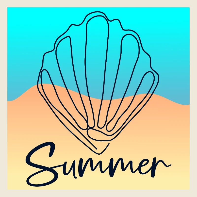 Line Art Muschel - Sommer Strand