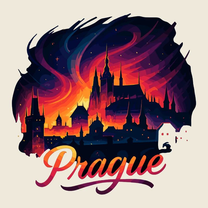 Prague Capitale République tchèque Silhouette Cadeau