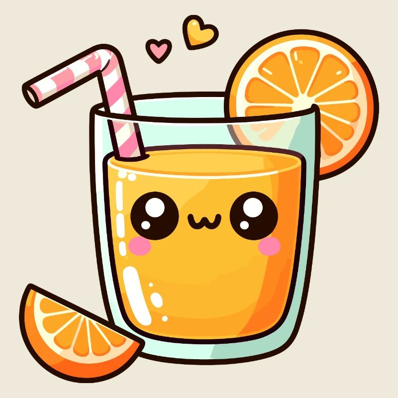Illustration de jus d’agrumes kawaii