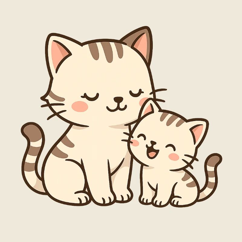Maman chat et bébé chaton câlins et rires
