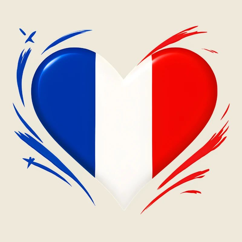 Amour Coeur battant - Drapeau français