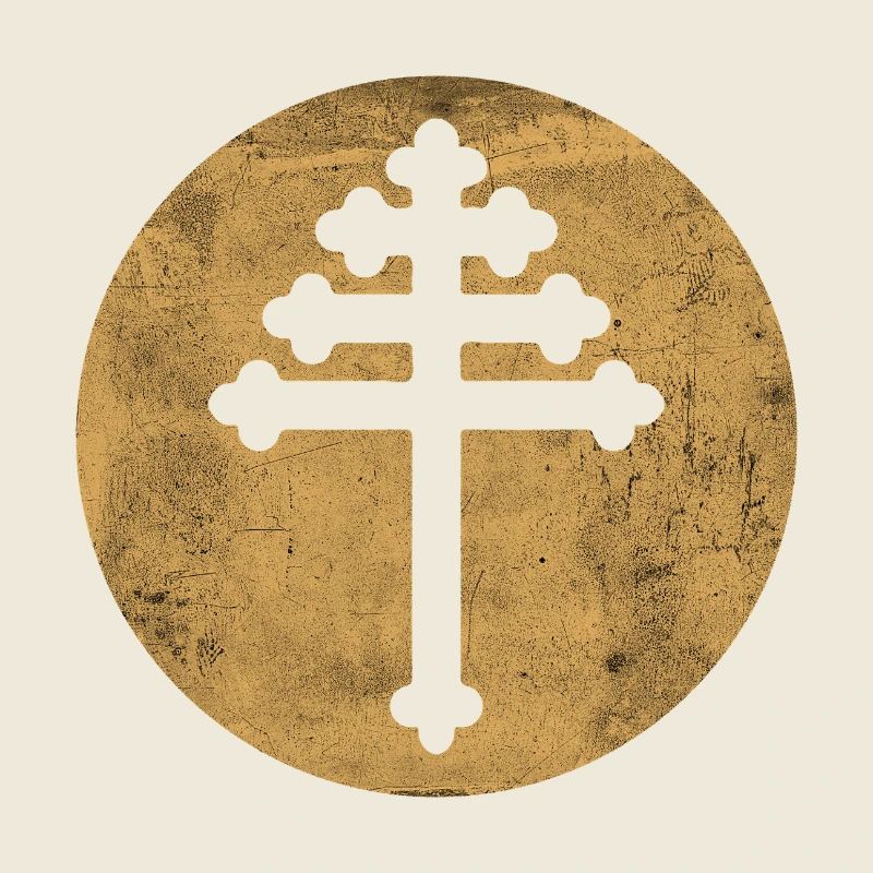 Croix maronite dans cercle doré