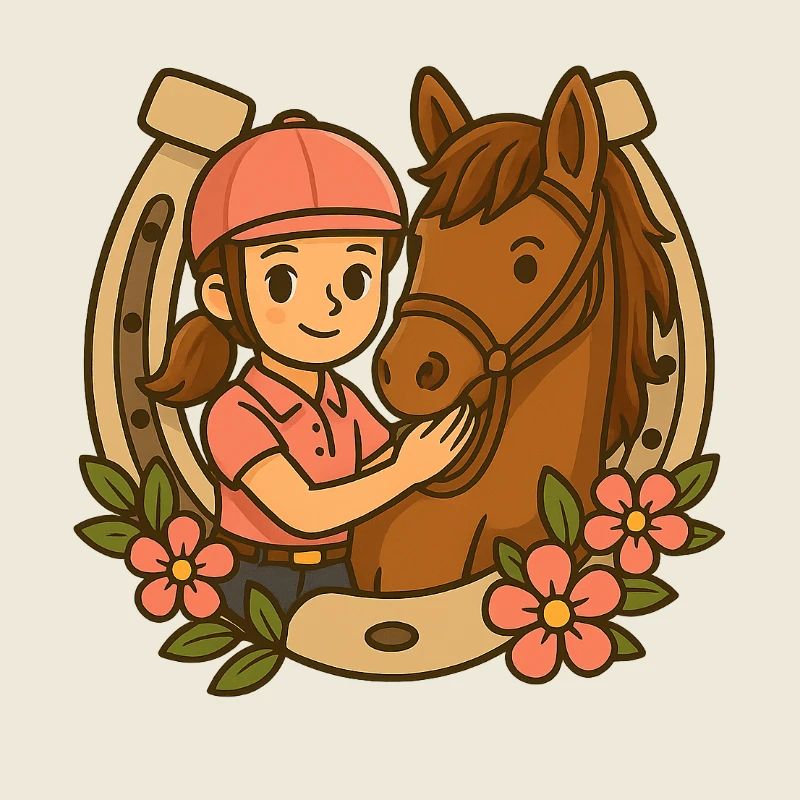 Petite cavalière et son cheval mignon