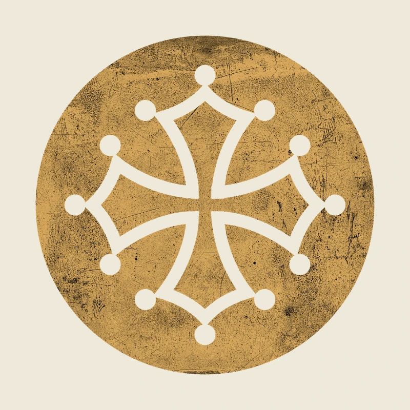 Croix cathare dans cercle doré - symbole occitan