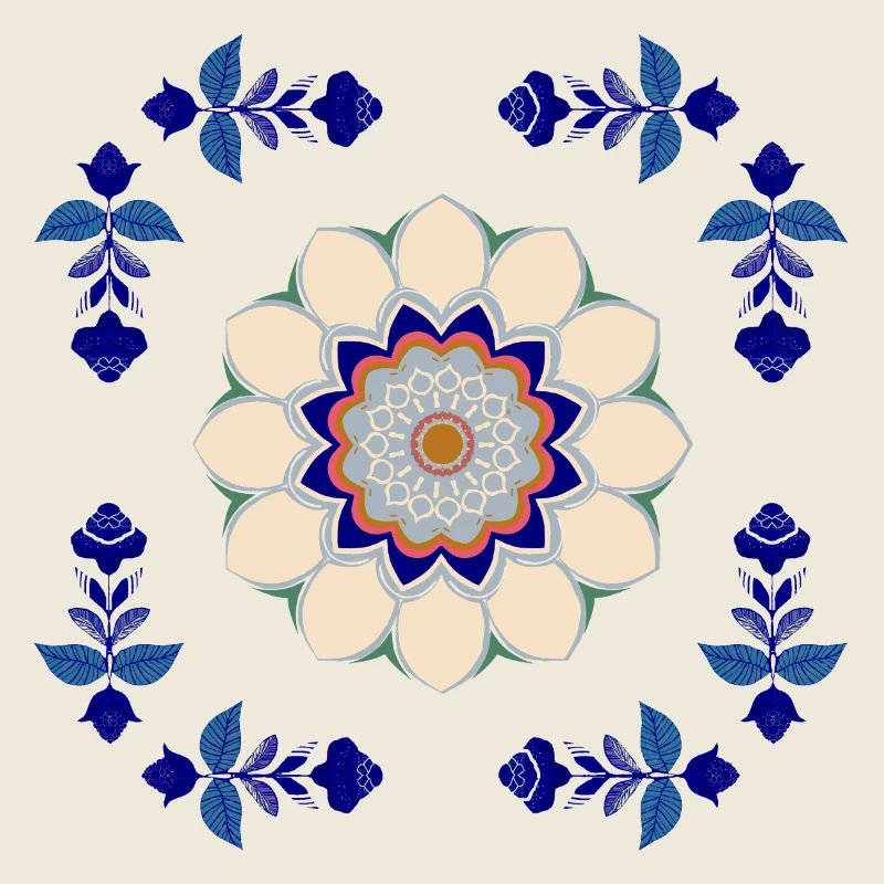Retro Blossoms Tile