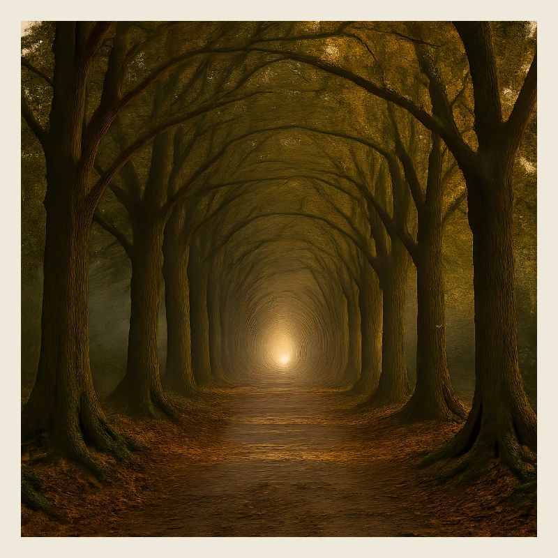 Mystischer Baumweg im Herbstlicht