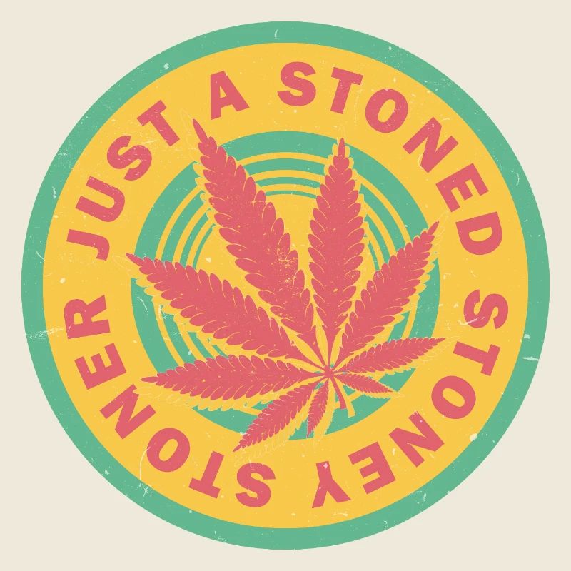 Lebendiges Cannabisblatt mit Retro-Kreisen
