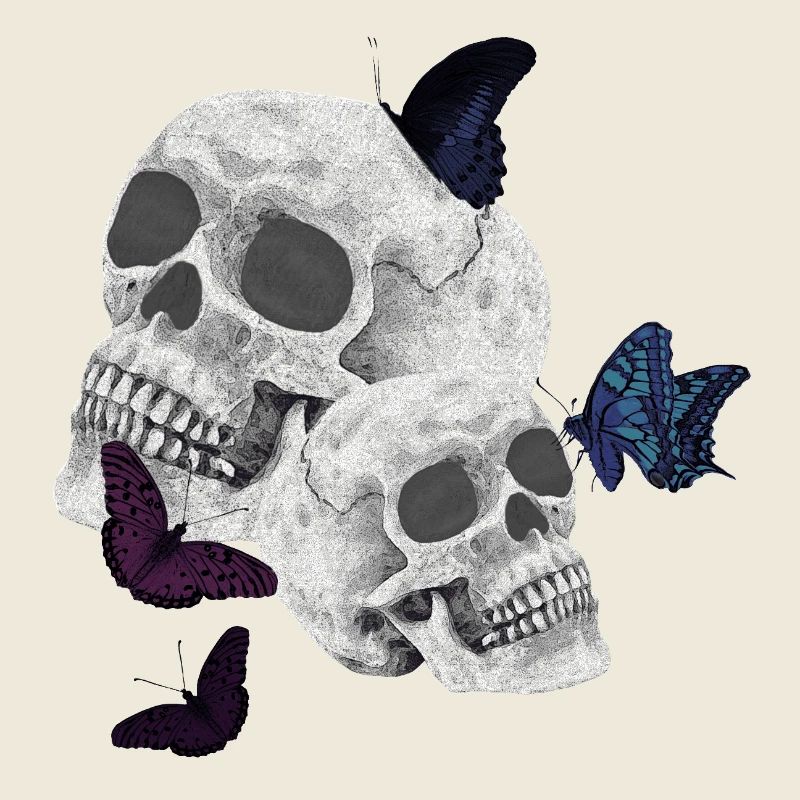 menschenschädel, schmetterlinge, goth
