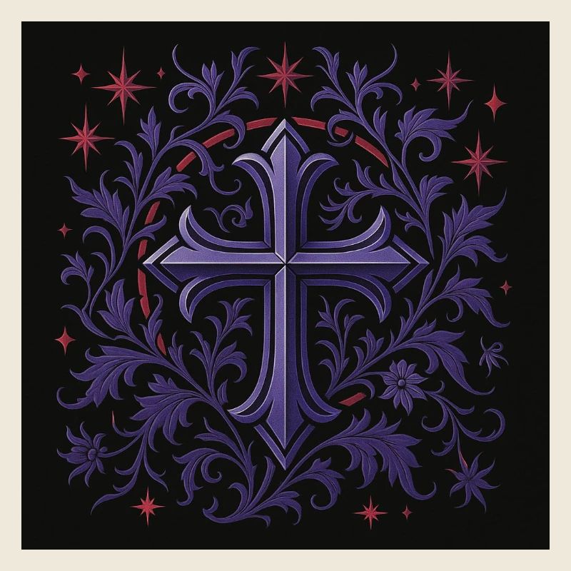 Lavender Gothic Cross Floral Design