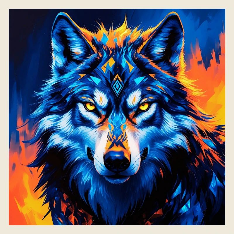 Vivid Geometric Wolf Illustration
