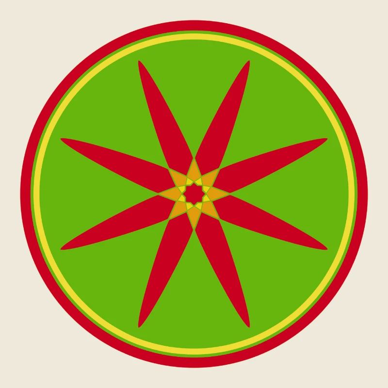 Stylish mandala with red leaves